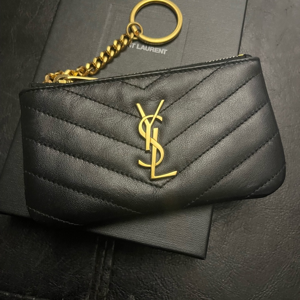 YSL Monogram Quilted Leather Key Pouch